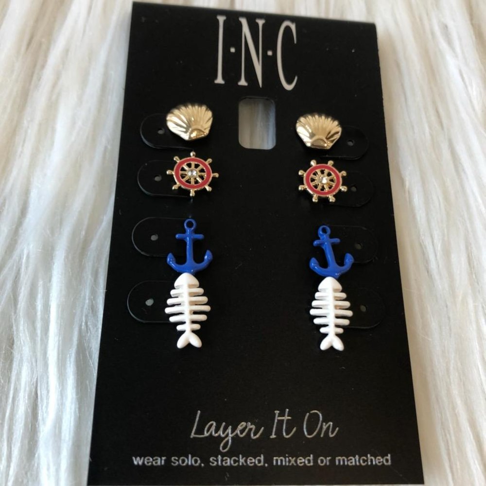 INC 4 Piece Set Nautical Stud Earrings